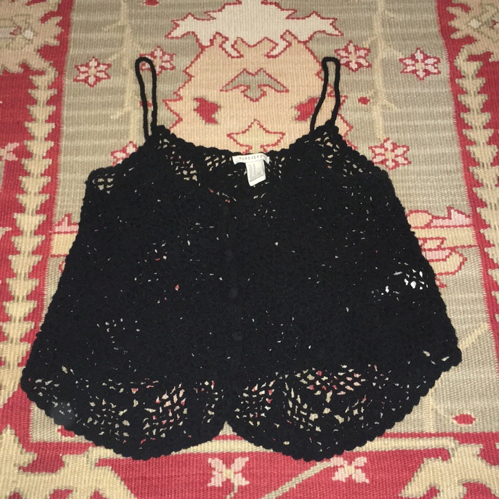 Black crochet tank top!